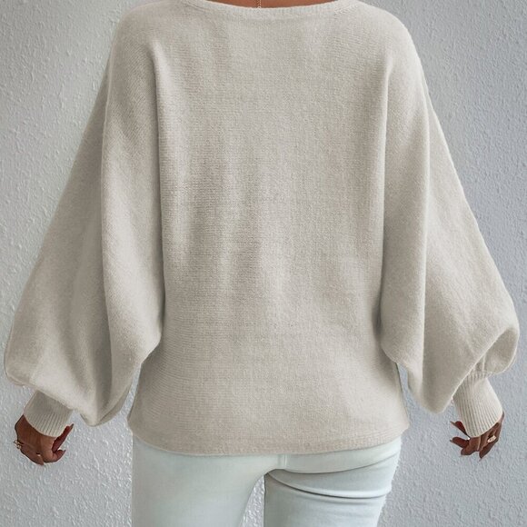 Multicolor Casual Women's Graphic Pattern Lantern Sleeve Sweater - Picture 2 of 7